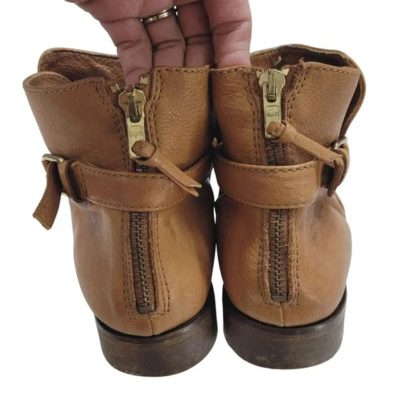 J. Crew Womens Brown Leather Ankle Boots 9 Rear Zipper Buckle Detail 9CT - Picture 4 of 10